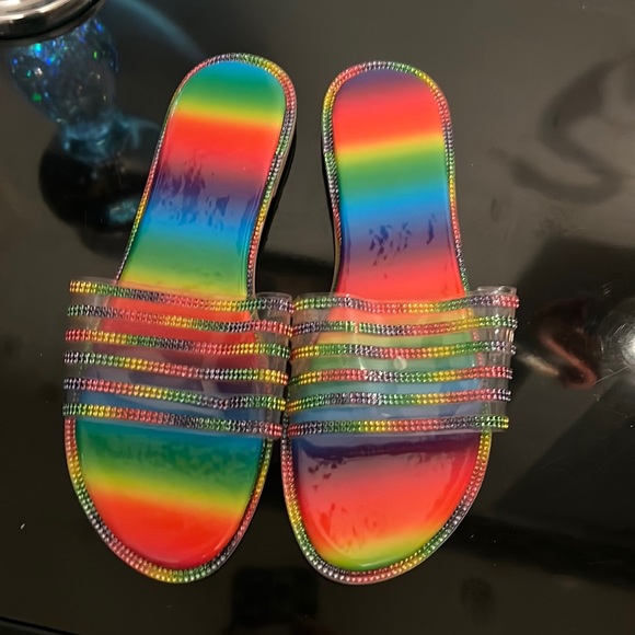 Shoes - Sparkly and bright rainbow and colorful rhinestone sandals